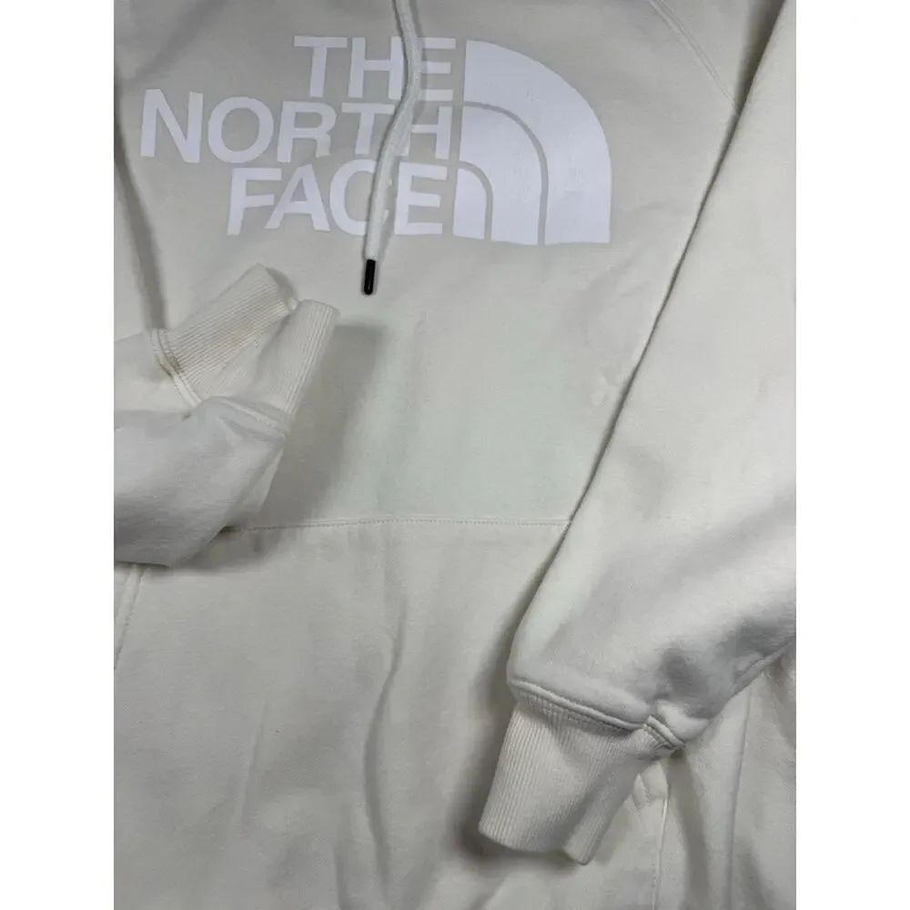 The North Face Hoodie Men’s Large Cream Pullover Sweatshirt Logo Fleece